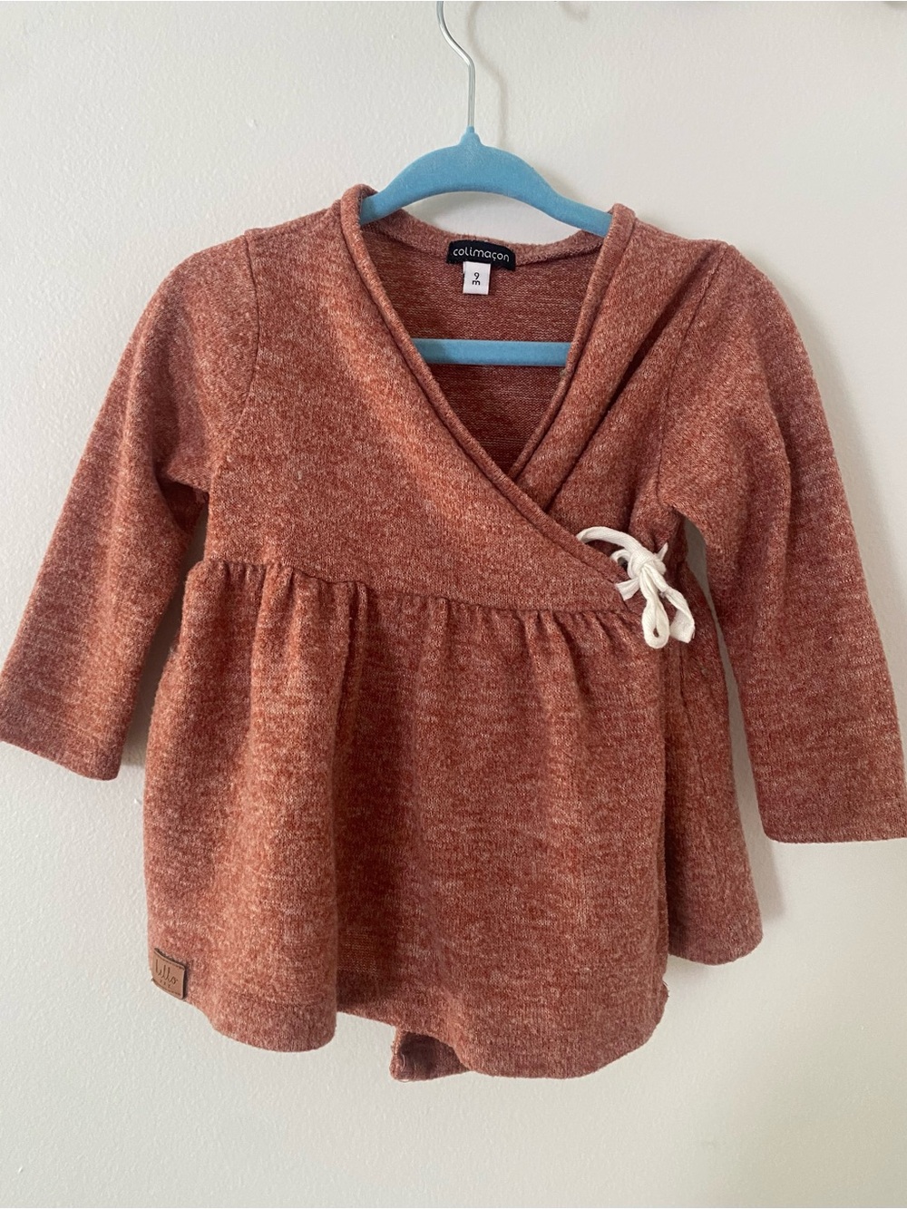 Baby Rust Wrap Knit Tunic with Side Tie